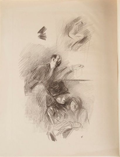 Jean-Louis FORAIN (1852-1931) 
 La Péroraison. Vers 1910. Lithographie. 305 x 395....