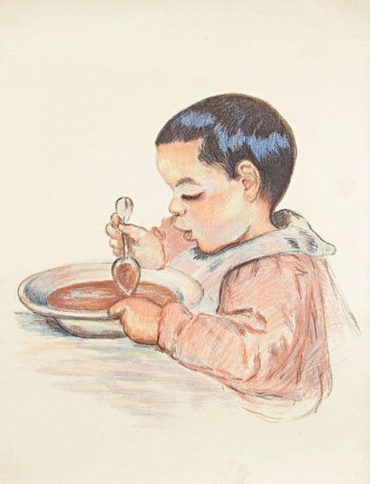Armand GUILLAUMIN (1841-1927) 
 Portrait d'Armand, ou Enfant mangeant sa soupe. Vers...