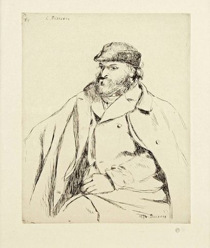 Camille PISSARRO (1830-1903) 
 Paul Cézanne. 1874. Eau-forte. 215 x 267. Delteil...