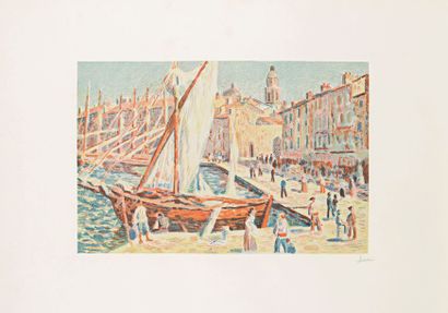 Maximilien Luce (1858-1941) 
 Saint-Tropez. 1897. Lithographie. 395 x 261. I.F.F....