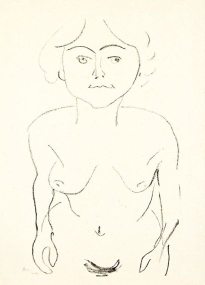 Henri MATISSE (1869-1954) 
 Nu de face, vue plongeante. 1906. Lithographie. 250 x...