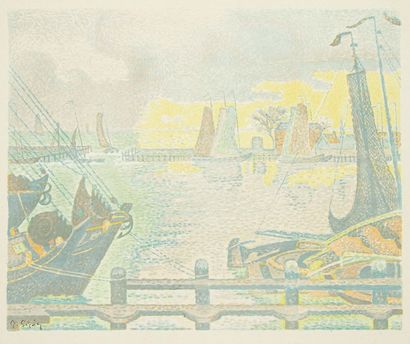 Paul SIGNAC (1863-1935) 
 Les Bateaux à Flessingue. 1895. Lithographie. 400 x 322....