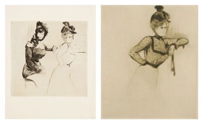 Edgar CHAHINE (1874-1947) 
 Contraste; Portrait de femme. 1899. Pointe sèche. 220...