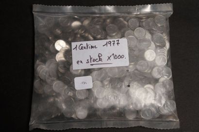 null 1 Lot de 1000 pièces de 1 centime, épis, 1977. BU. Etat neuf (sachet fermé de...