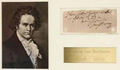 Ludwig van BEETHOVEN (1770-1827) P.A.S. (fin de lettre); 1 page oblong in-12 (5 x...