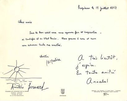 Bernard BUFFET (1928-1999) P.A.S. avec dessin original signé, Propriano (Corse) 15...