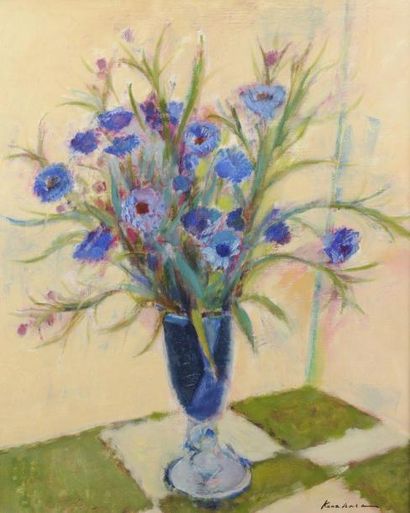 Masaaki KUWAHARA (né en 1927) 
Vase de fleurs
Huile sur toile.
Signée en bas à droite.
65x54...