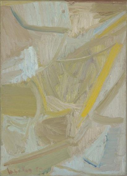 David LAN-BAR [polonais] (1912-1987) Composition, 1959 Huile sur toile. Signée et...