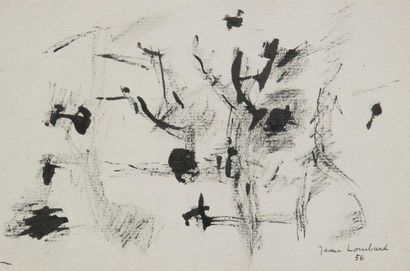 Jean LOMBARD (1895-1983) 
Composition abstraite, 1956
Dessin à l'encre.
Signé et...