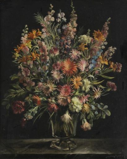 Jean Denis MAILLART (1913-?) 
Bouquet
Huile sur toile.
Signée en bas à droite.
81x65...