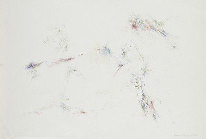 Bernhard SCHULTZE (1915-2005) 
Composition, 1959
Crayon gras de couleurs.
Signé et...