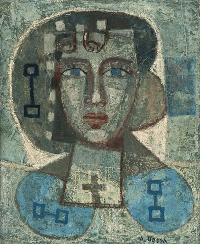 Augustin UBEDA (1925-2007) 
Tête de femme, 1957
Huile sur toile.
Signée en bas à...