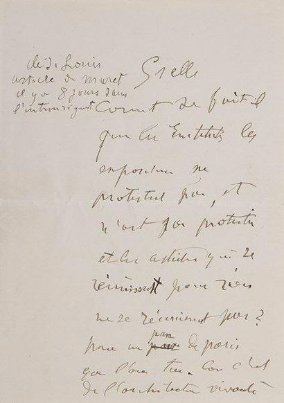 Auguste RODIN (1840-1917) 2 L.A.S., 1 L.S. et une lettre en son nom, août-septembre...
