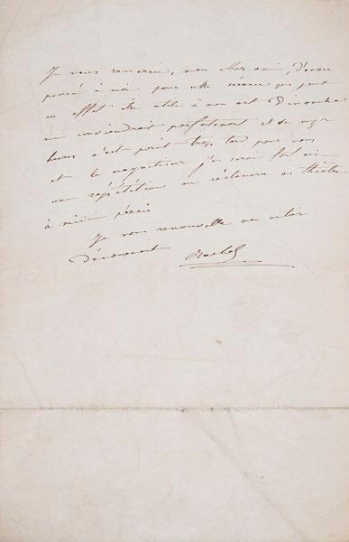 Élisabeth Félix, dite RACHEL 2 L.A.S., [vers 1840], au peintre Auguste Charpentier;...