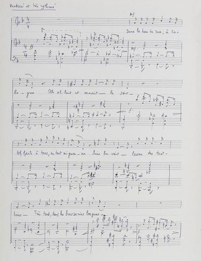 Georges VAN PARYS (1902-1971) Compositeur Manuscrit musical autographe signé (en...