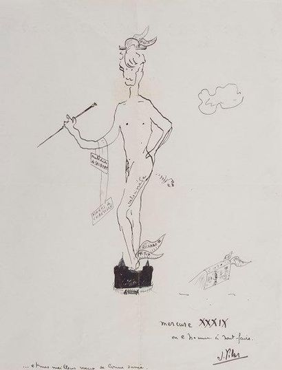 Jean VILAR 3 L.A.S. «Jean» et dessin original signé, 1936-1939, à son ami Jean Cazalis;...