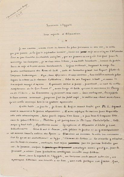 Pierre BENOIT (1886-1962) Manuscrit autographe signé, Souvenirs d'Égypte. Deux aspects...