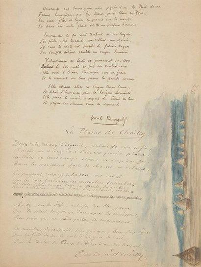 Paul BOURGET (1852-1935) et Ernest d'HERVILLY (1939-1914) Poèmes autographes signés...