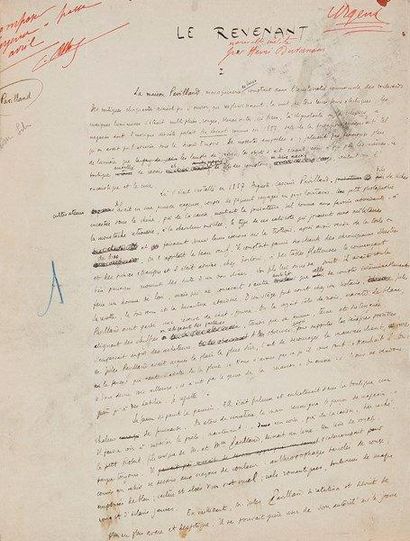 Henri DUVERNOIS (1875-1937) Manuscrit autographe signé, Le Revenant, [1924]; 27 pages...