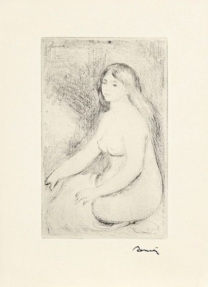 Pierre-Auguste RENOIR (1841-1919) 
Baigneuse assise. Vers 1897. Vernis mou. 135 x...