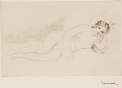 Pierre-Auguste RENOIR (1841-1919) 
Femme nue couchée (tournée à droite), 1re pl....