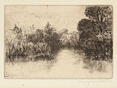 Sir Francis Seymour Haden (1818-1910) 
Shere Mill Pond I. 1860. Eau-forte et pointe...