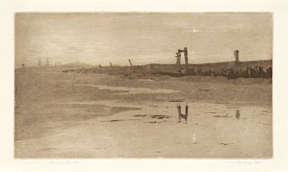 Frank Short (1857-1945) Rye Pier, Evening. 1888. Aquatinte. 215 x 122. Hardie 149....