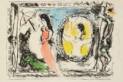 Marc CHAGALL (1887-1985) 
Derrière le Miroir, double page. 1964. Lithographie. 470...