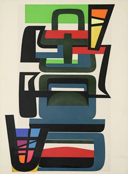 Jean DEWASNE (1921-1999) 
Composition. Vers 1950. Sérigraphie en couleurs. À vue...