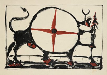 Oscar Dominguez (1906-1950) 
Taureau. 1951. Lithographie. 382 x 282. Impression en...