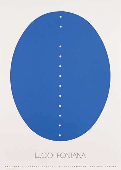 Lucio Fontana (italien, 1899-1968) 
Concept spatial (ovale bleu percé de trous)....