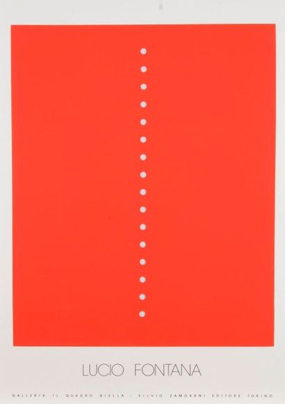 Lucio Fontana (italien, 1899-1968) 
Concept spatial (rectangle rouge percé de trous)....