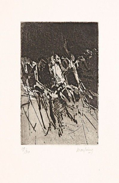 André MARFAING (1925-1987) 
Composition. Eau-forte. 86 x 137. Parfaite épreuve sur...