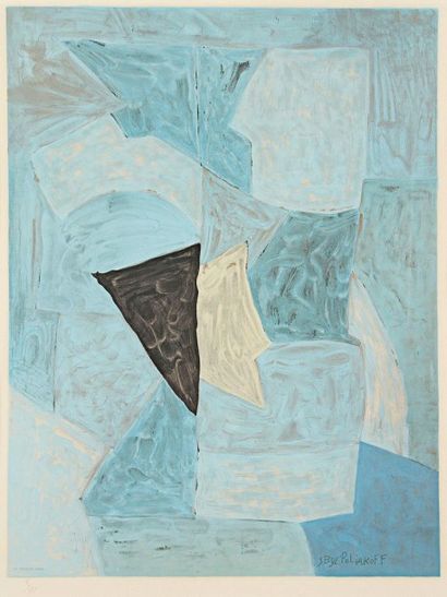 Serge POLIAKOFF (d'après) 
Composition bleue. 1973. Lithographie par Sorlier. 435...