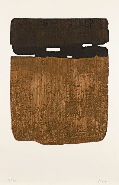 Pierre SOULAGES (né en 1919) 
Eau-forte n° XXVI. 1974. Eau-forte sur cuivre découpé....