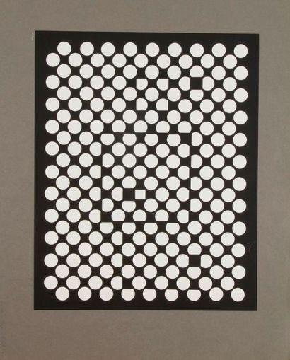 Victor VASARELY (1908-1997) 
Composition cinétique (cercles blancs sur fond noir)....