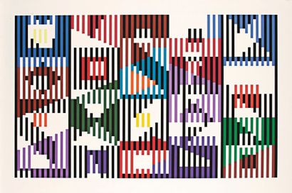 Yaacov AGAM (Né en 1928) 
Composition. Vers 1970. Sérigraphie en couleurs. 870 x...