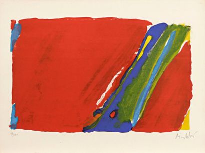 Olivier DEBRE (1920-1999) 
Couverture : composition rouge. 1986. Lithographie. 555...