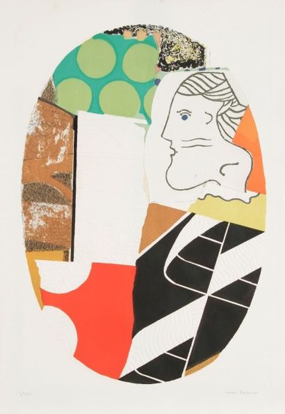 Max PAPART (1911-1994) 
Composition au profil
Gravure au carborundum et collage.
Signée...