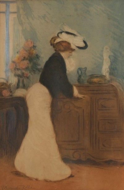 Manuel ROBBE (1872-1936) 
Femme devant un buffet, vers 1905
Aquatinte.
Signée à la...