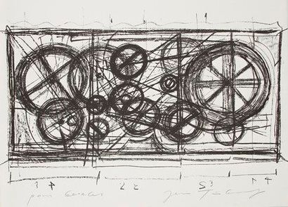 Jean TINGUELY (1925-1991) 
Requiem pour une feuille morte, 1968
Lithographie.
Signée,...