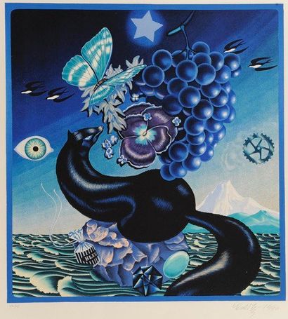 Victor VASARELY [hongrois] (1908-1997) 
Bleu - Jaune
2 lithographies.
Signées et...