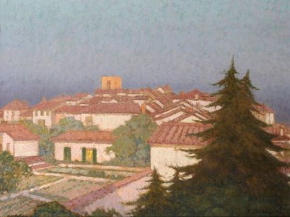 René BEAUCLAIR (XIXe-XXe siècle) 
Castelnau de Montmiral
Huile sur toile.
Signée...