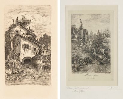 Rodolphe BRESDIN (1822-1885) 
Moulin à eau; Intérieur de paysans de la Haute-Garonne,...