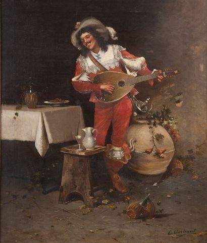 Edouard CHARLEMONT (1848 - 1906) 
Joueur de mandoline
Huile sur toile.
Signée en...