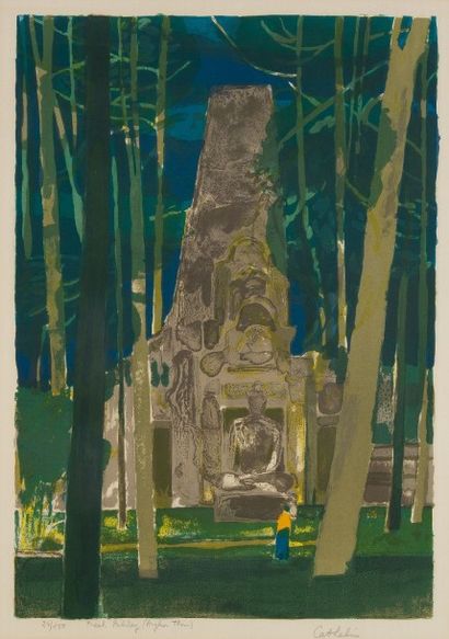 Bernard CATHELIN (1919-2004) 
Preah Palilay (Angkor Them)
Lithographie.
Signée, titrée...