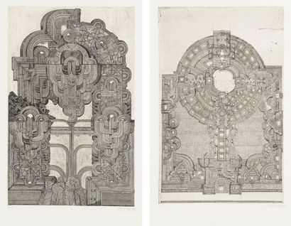 Johannes GACHNANG (1939-2005) 
Die Neue Historische Architektur, 1966
Eaux-fortes.
Ouvrage...