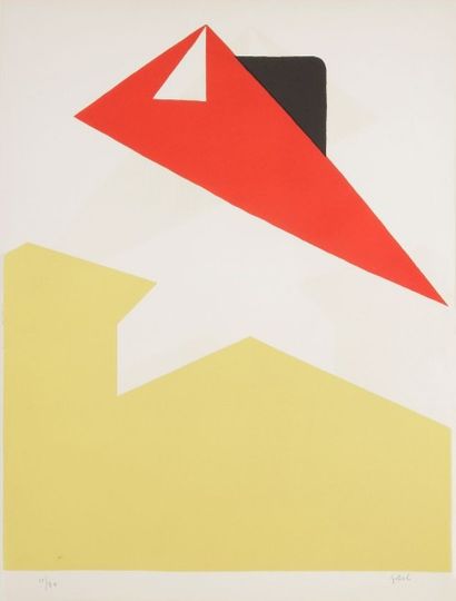 Emile Gilioli (1911-1977) 
Noir, rouge et jaune
Lithographie.
Signée et numérotée...
