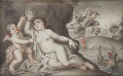 École Française du XVIIe siècle 
Persée et Andromède
Lavis gris et aquarelle sur...