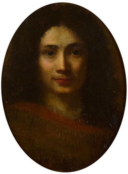 Ecole FRANÇAISE vers 1720 
Portrait d'homme
Panneau à vue ovale.
22 x 17 cm